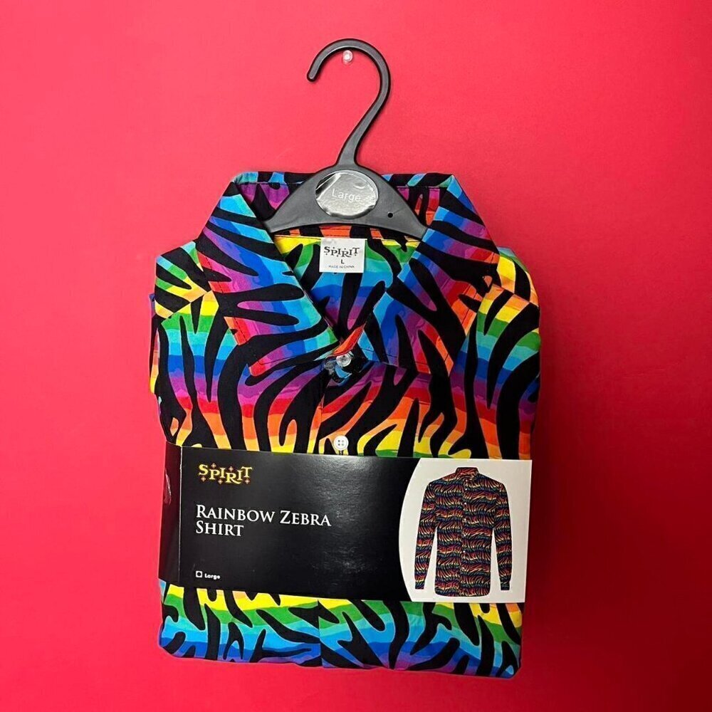 Spirit Halloween / Rainbow zebra themed button up 🖤❤️